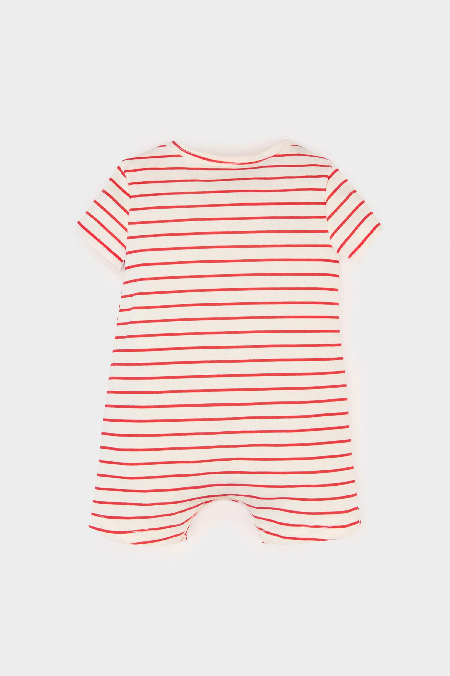 Male Baby Newborn Striped Printed Combed Covering Short Sleeve Coverall