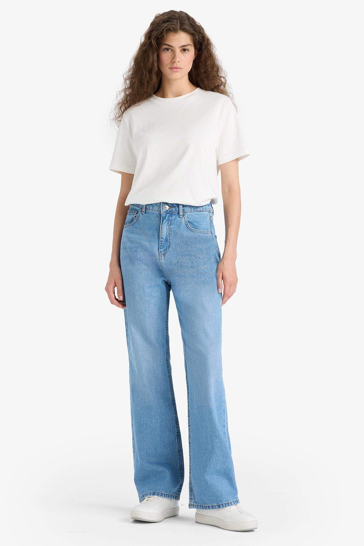 90's Wide Leg High Waist Long Jean Washed Trousers