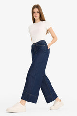 Short Wide Leg High Waist Crop Fit Jeans