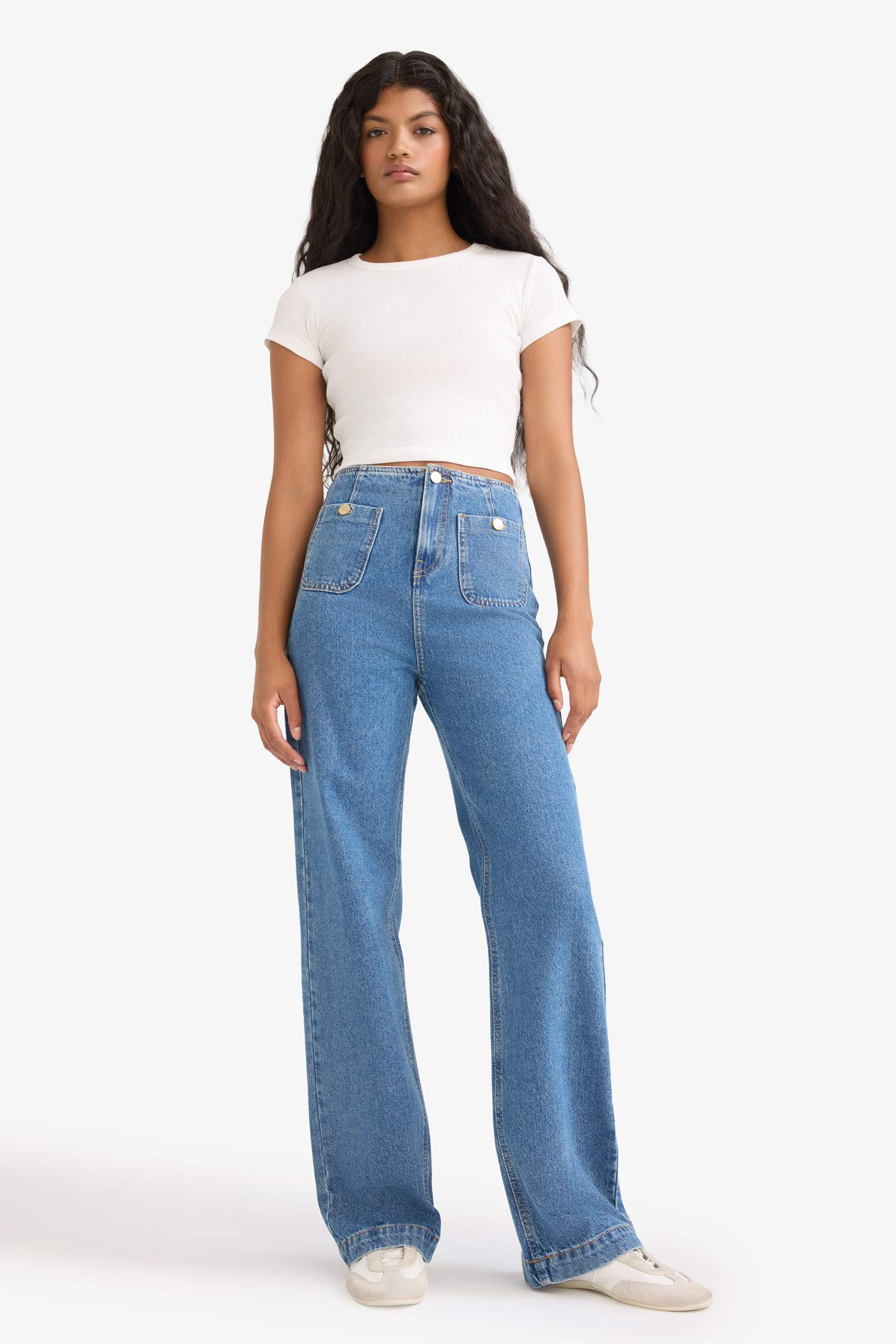 90's Wide Leg High Waist Straight Leg Long Jeans