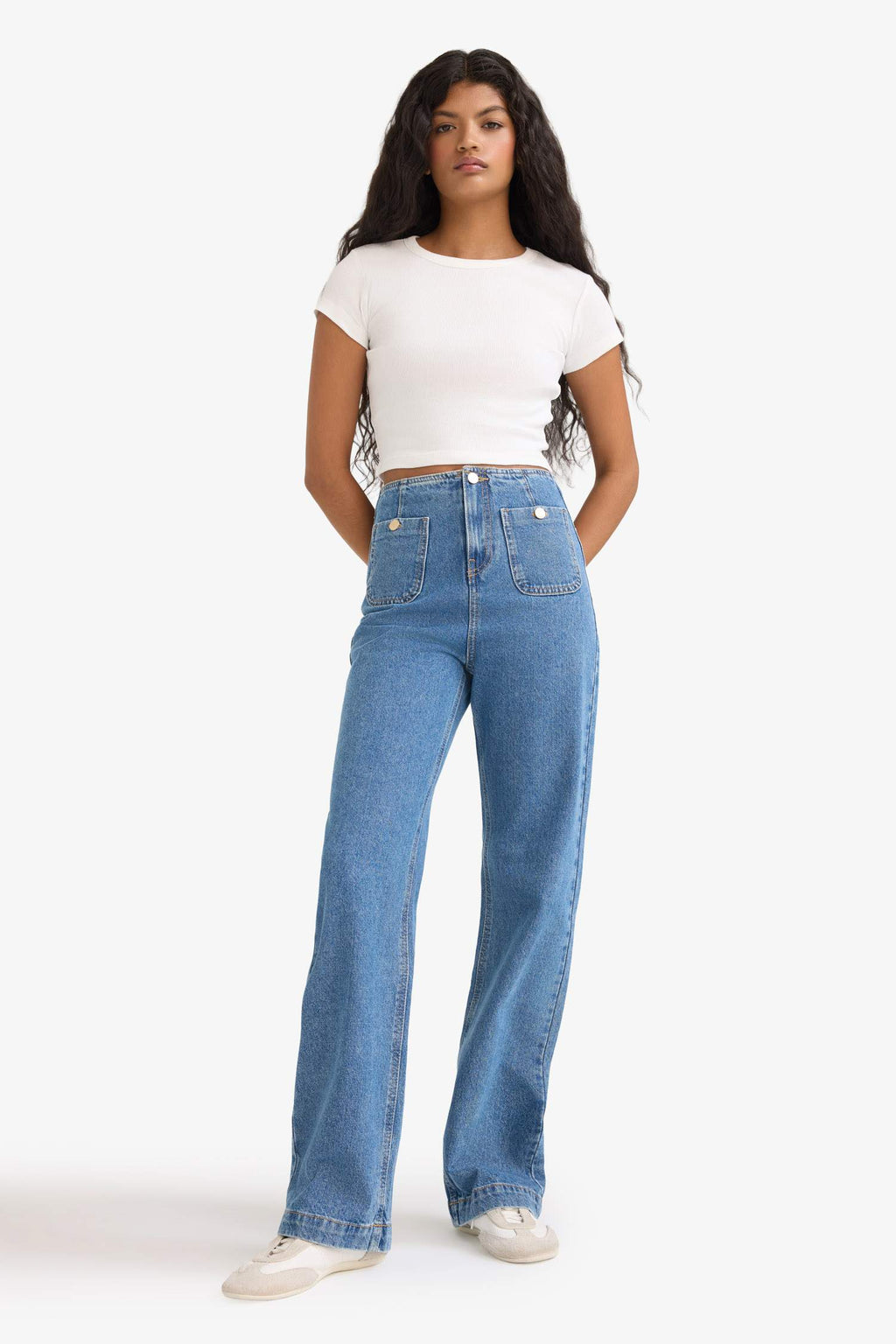 90's Wide Leg High Waist Straight Leg Long Jeans