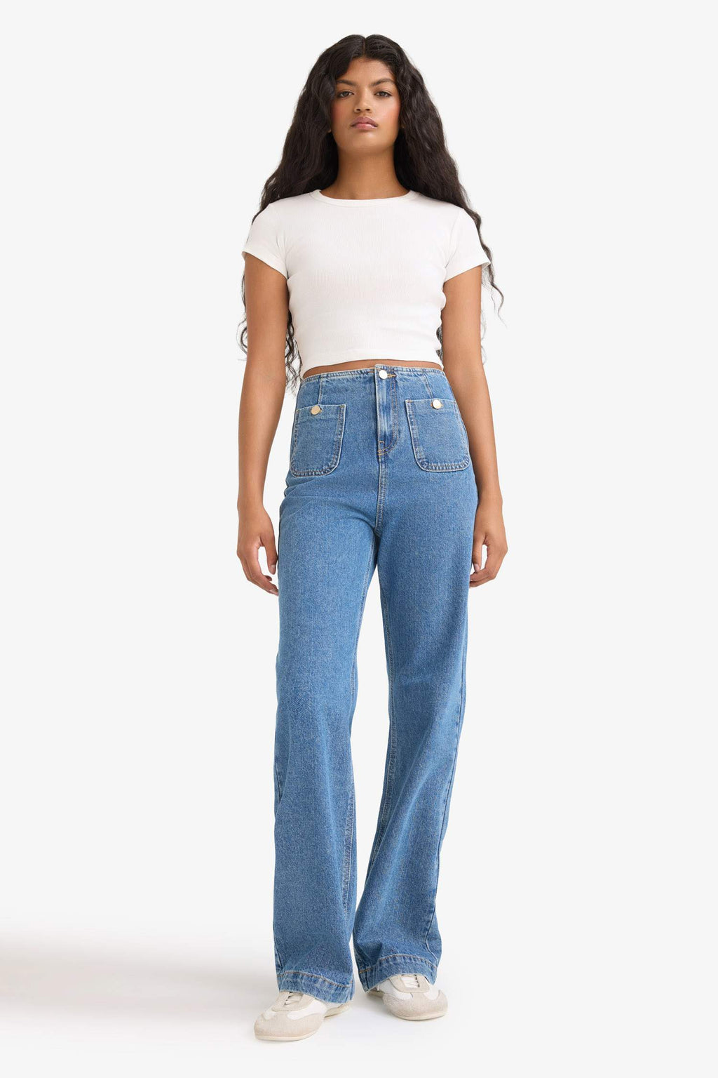 90's Wide Leg High Waist Straight Leg Long Jeans