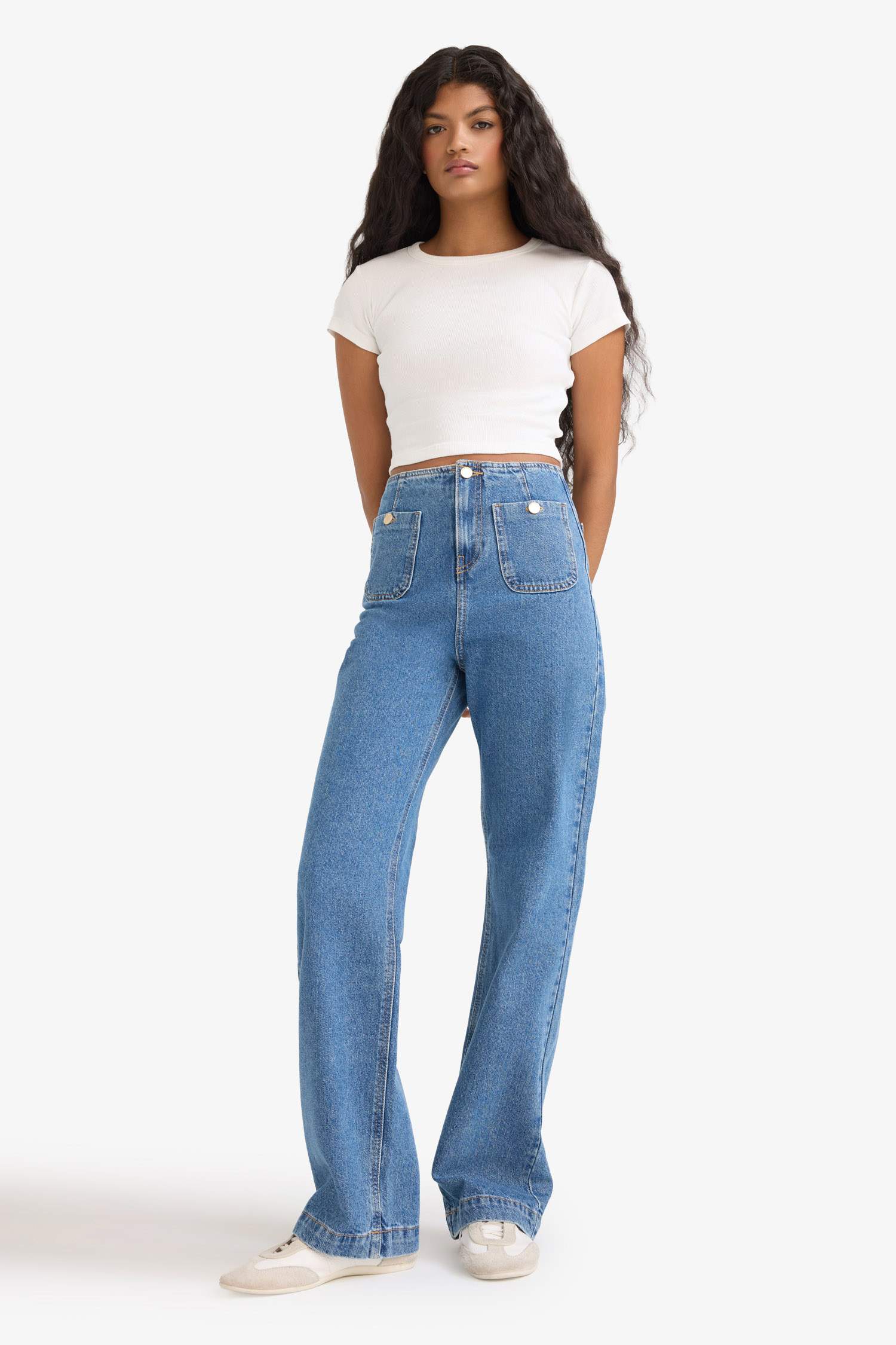 90's Wide Leg High Waist Straight Leg Long Jeans
