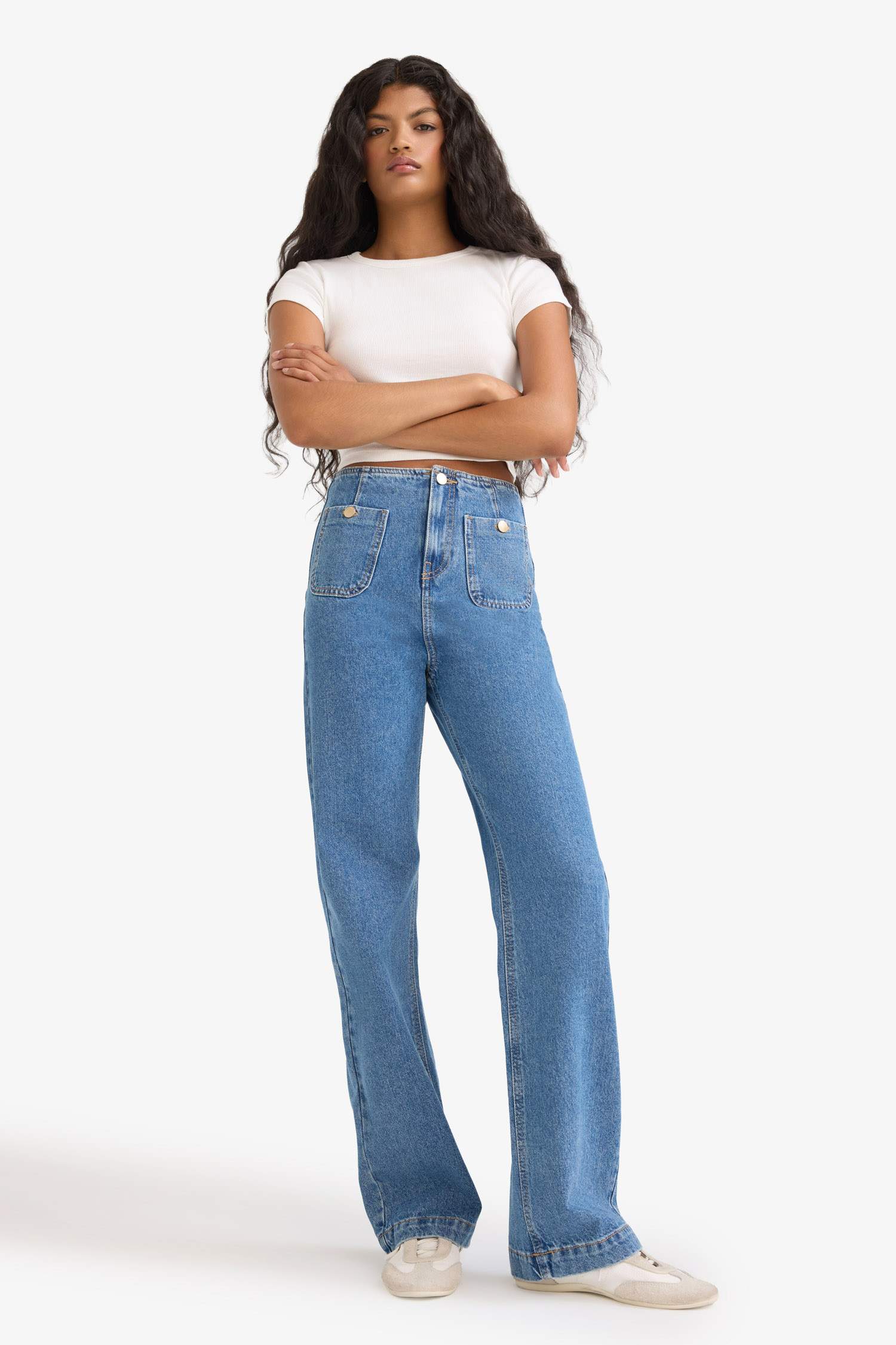 90's Wide Leg High Waist Straight Leg Long Jeans