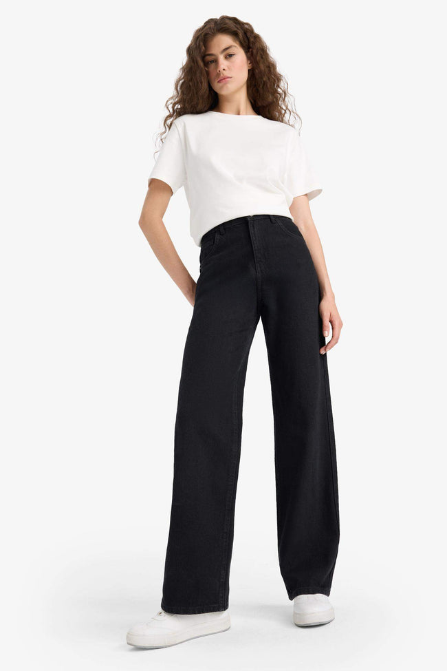 90's Wide Leg High Waist Long Jeans Hover Image