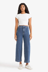 Culotte High Waist Crop Fit Crop Jean Snow Wash Trousers