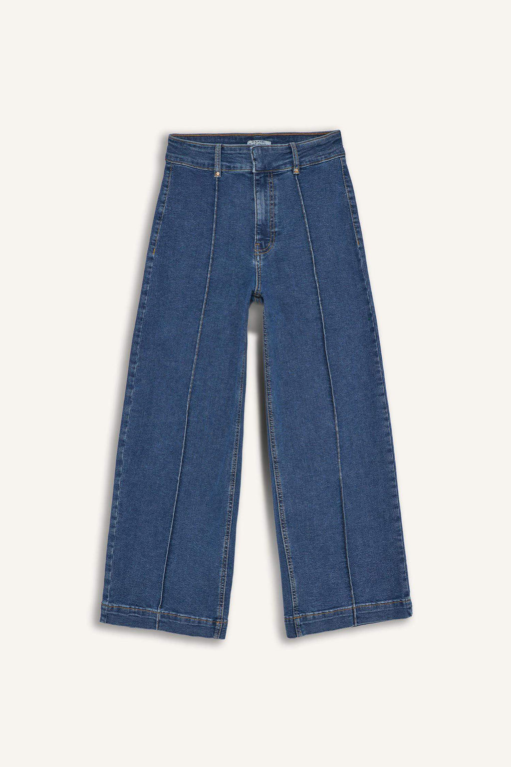 Culotte High Waist Crop Fit Crop Jean Snow Wash Trousers