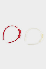 Girl's Set of 2 Red and White Crowns with Ribbons