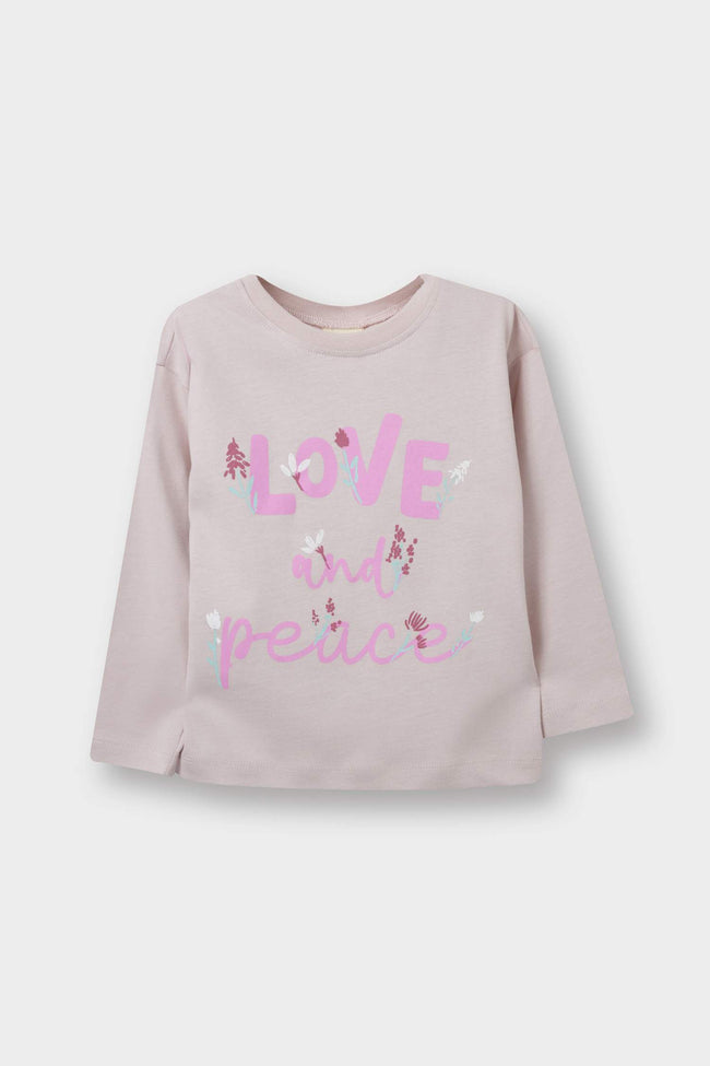 Baby Girl Crew Neck Printed Long Sleeve T-Shirt Hover Image