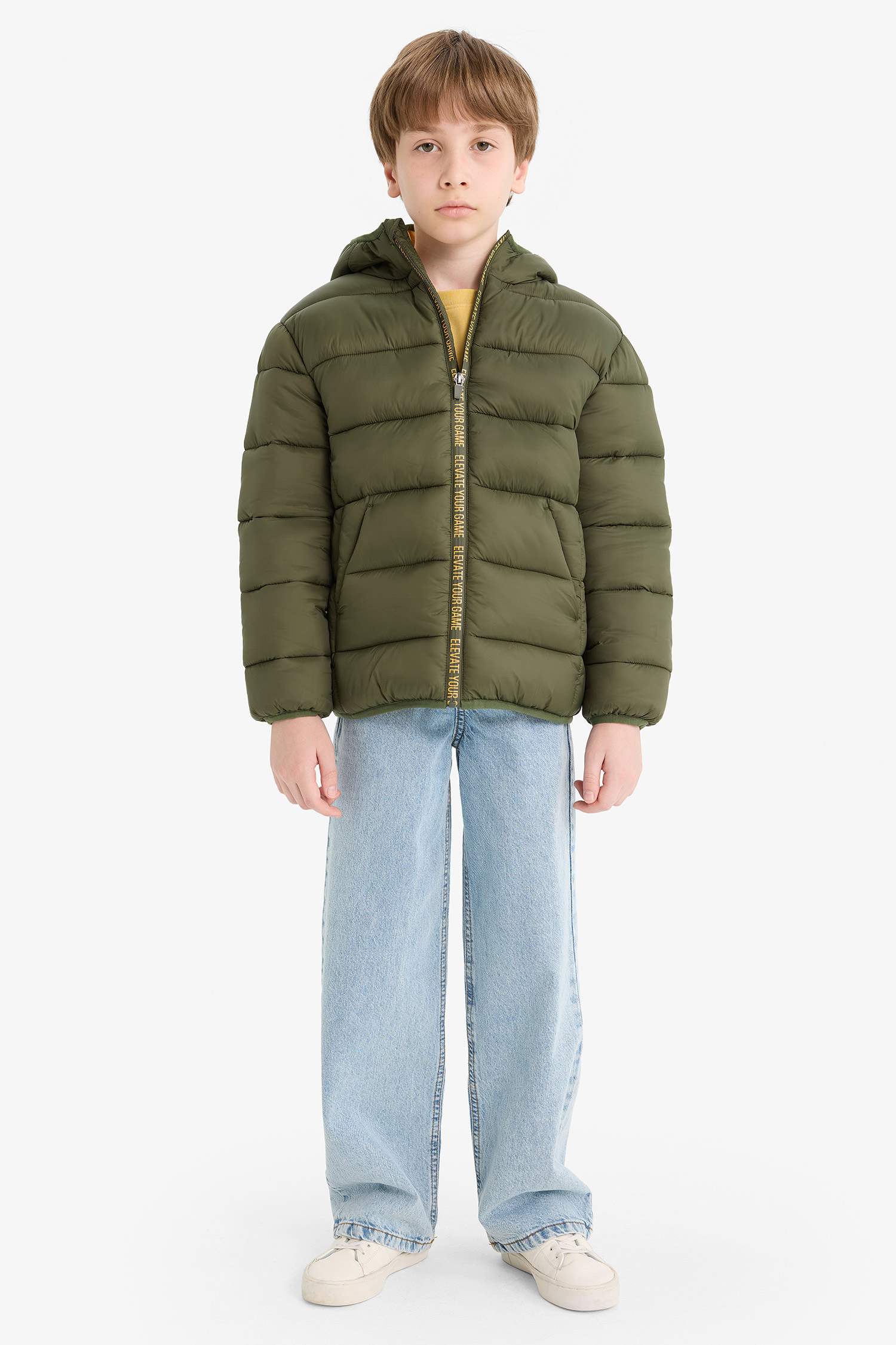 Boys' Water Repellent Hooded Zip-Up Puffy Jacket