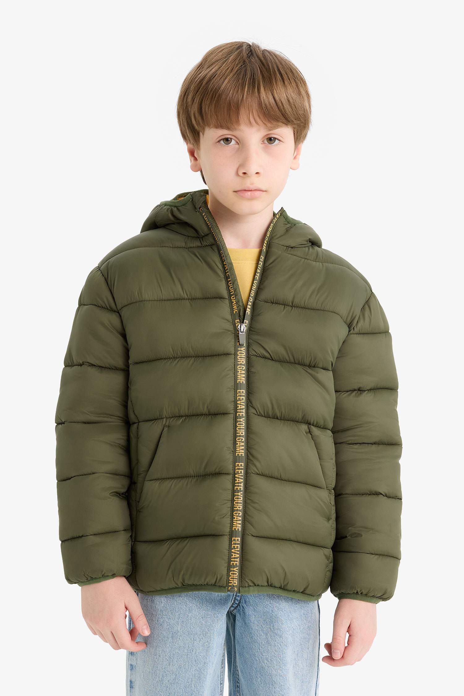 Boys' Water Repellent Hooded Zip-Up Puffy Jacket