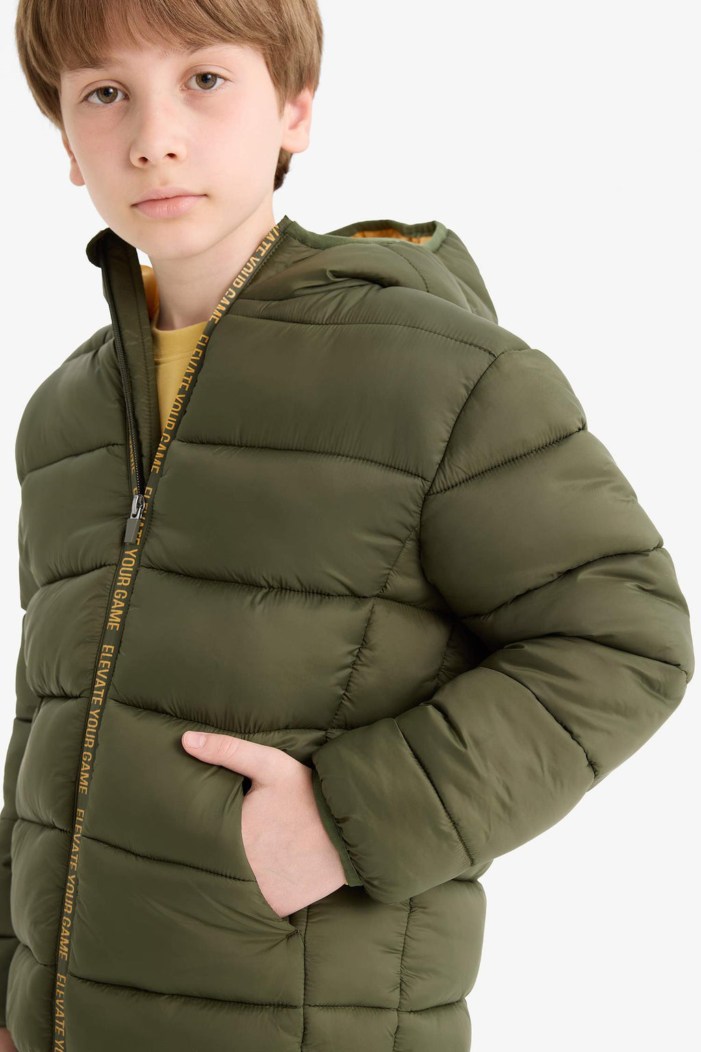 Boys' Water Repellent Hooded Zip-Up Puffy Jacket