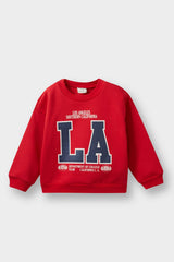 Baby Boy Crew Neck Printed Sweatshirt with Soft Furry Inside