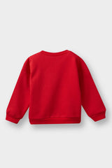Baby Boy Crew Neck Printed Sweatshirt with Soft Furry Inside