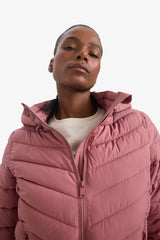 Water Repellent Regular Fit Hooded Zippered Pocket Puffer Jacket