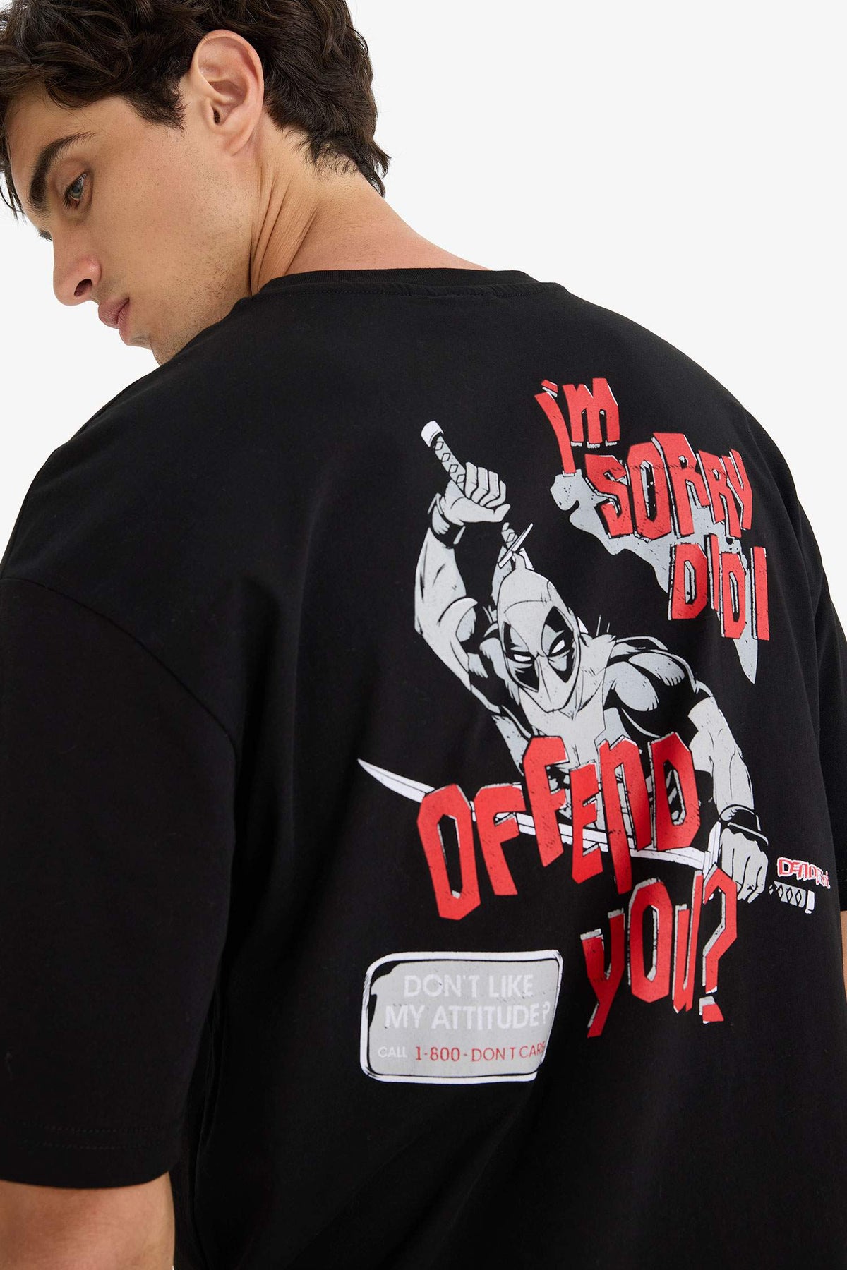 100% Cotton Deadpool Boxy Fit Crew Neck Back Printed Short Sleeve T-Shirt