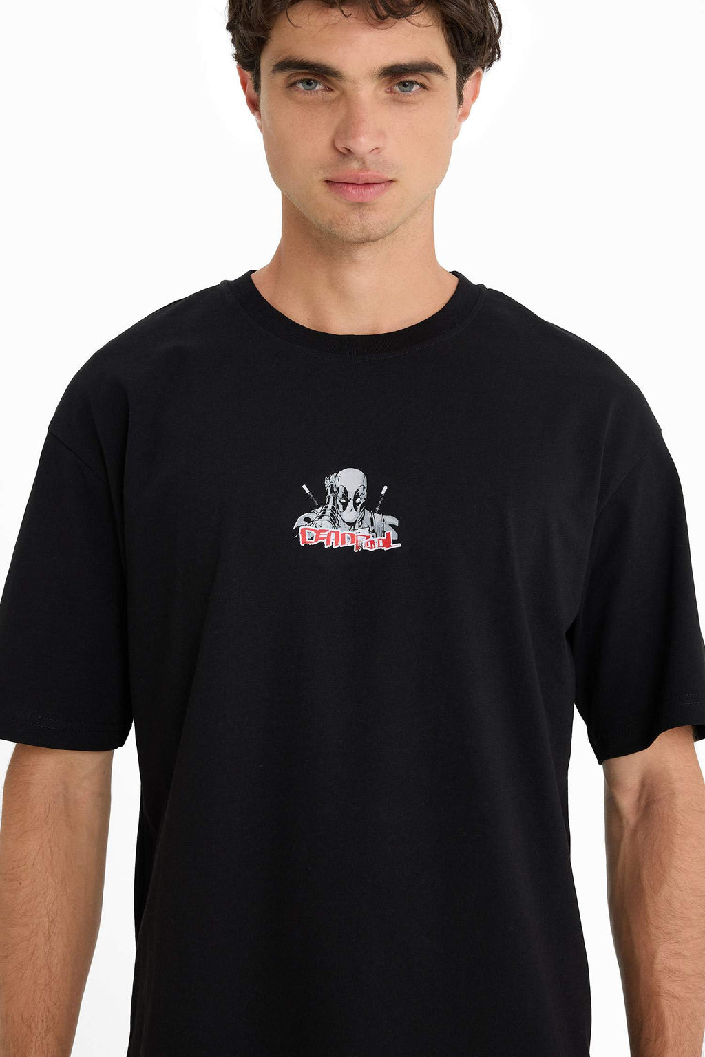 100% Cotton Deadpool Boxy Fit Crew Neck Back Printed Short Sleeve T-Shirt