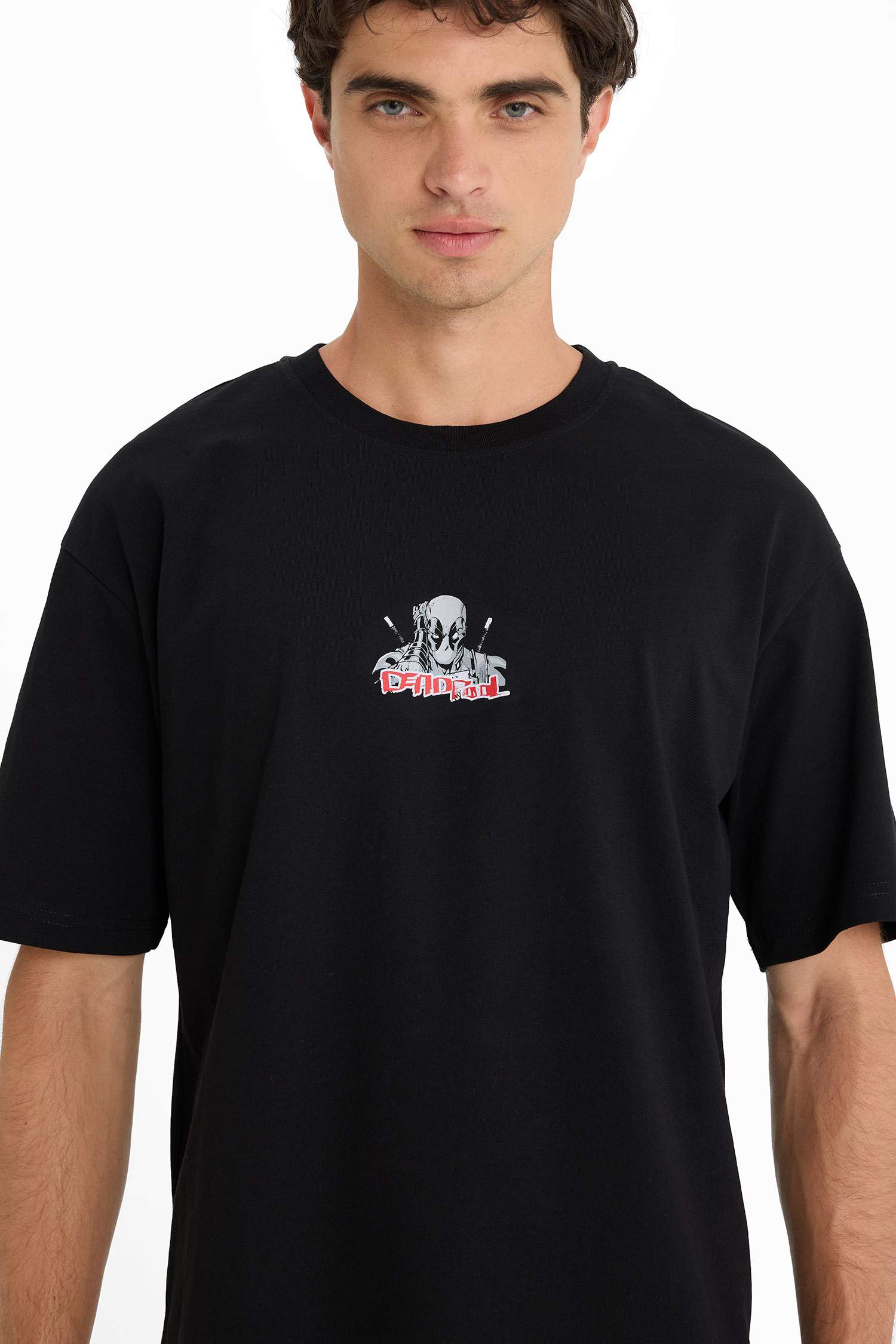 100% Cotton Deadpool Boxy Fit Crew Neck Back Printed Short Sleeve T-Shirt