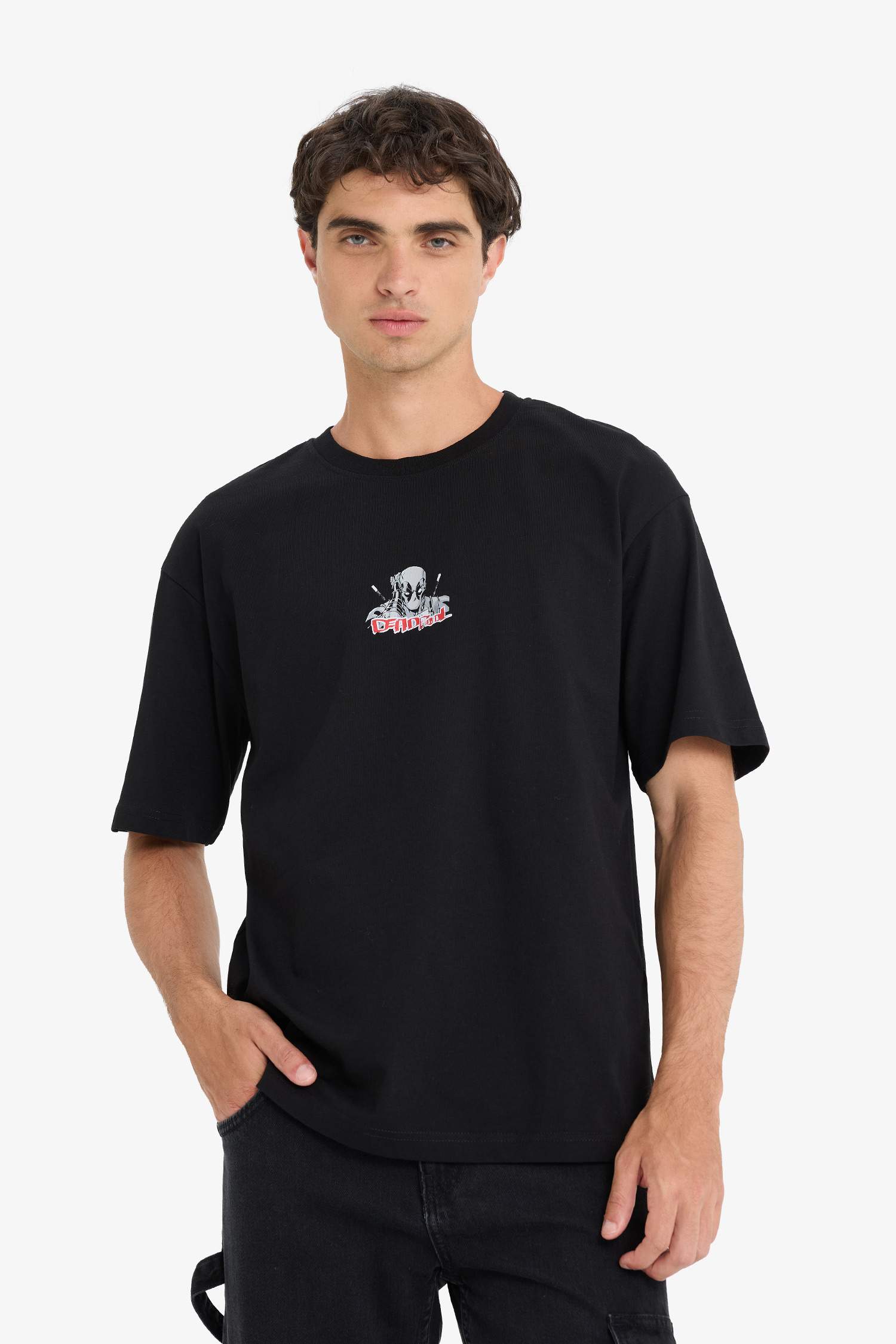 100% Cotton Deadpool Boxy Fit Crew Neck Back Printed Short Sleeve T-Shirt