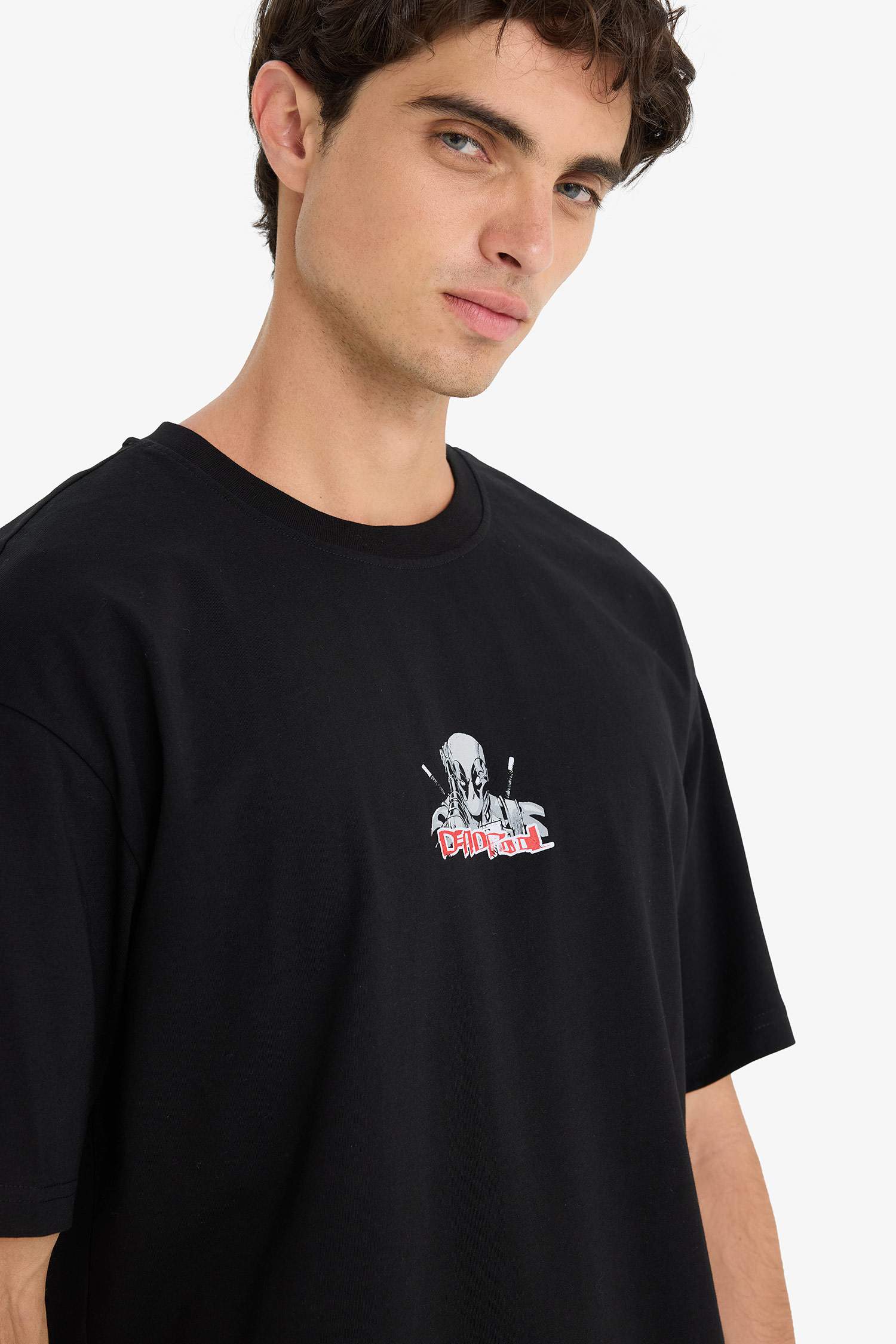 100% Cotton Deadpool Boxy Fit Crew Neck Back Printed Short Sleeve T-Shirt