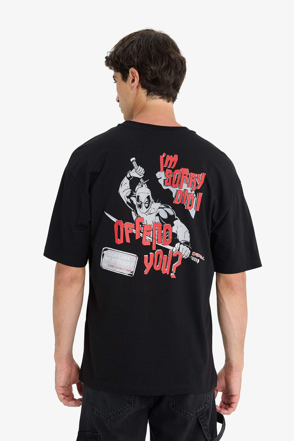 100% Cotton Deadpool Boxy Fit Crew Neck Back Printed Short Sleeve T-Shirt