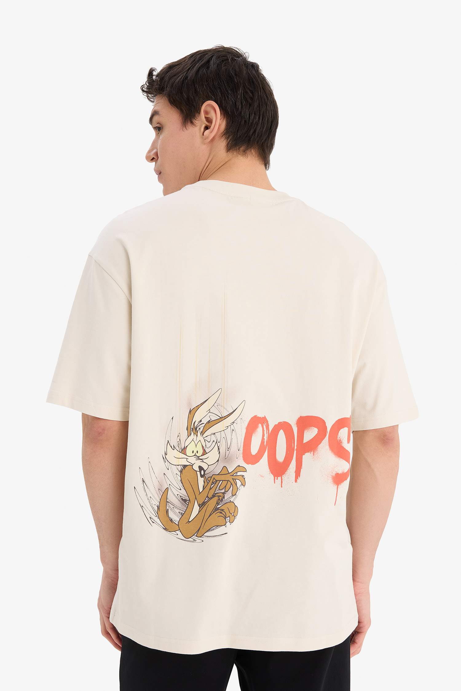 100% Cotton Looney Tunes Boxy Fit Crew Neck Back Printed Short Sleeve T-Shirt