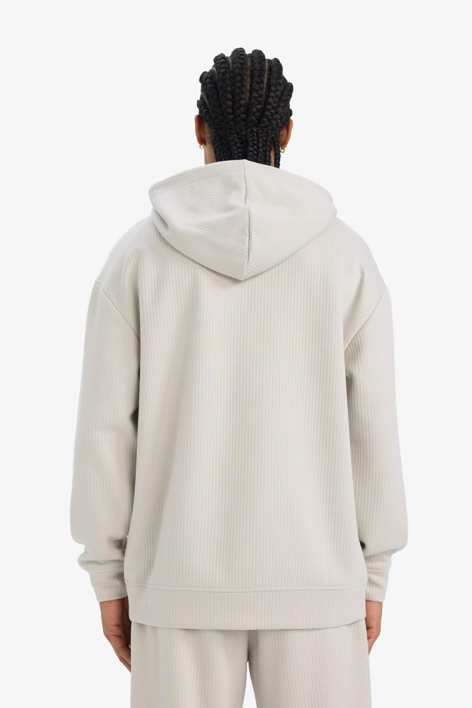 Boxy Fit Hooded Kangaroo Pocket Jacquard Sweatshirt