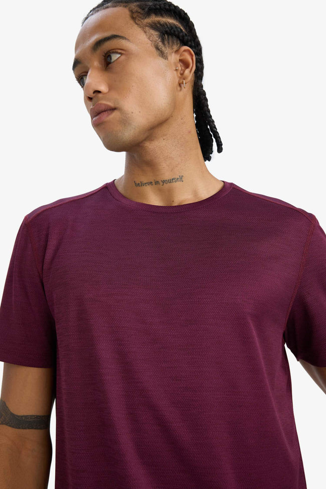 Slim Fit, Narrow Cut, Quick-Drying, Breathable, Flexible Fabric, Crew Neck, Athletic Short-Sleeve T-Shirt Hover Image