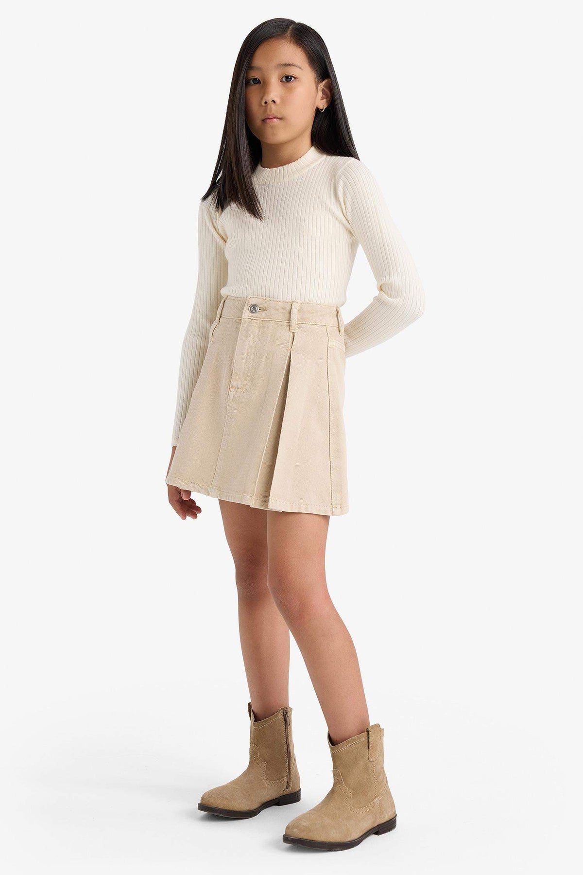 Girl's Pleated Gabardine Skirt