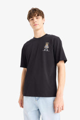 100% Cotton Boxy Fit Relaxed Cut Crew Neck Back Print Short Sleeve T-shirt