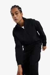 Boxy Fit Stand Collar Half Zippered Scuba Diving Fabric Sweatshirt