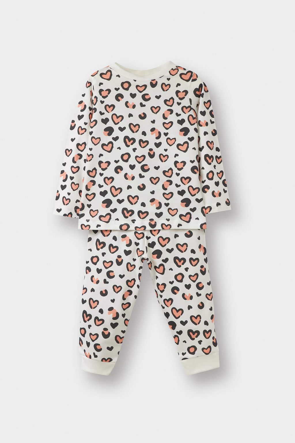 Baby Girl Pajama Set Patterned Long Sleeve Combed Cotton Top and Long Bottoms