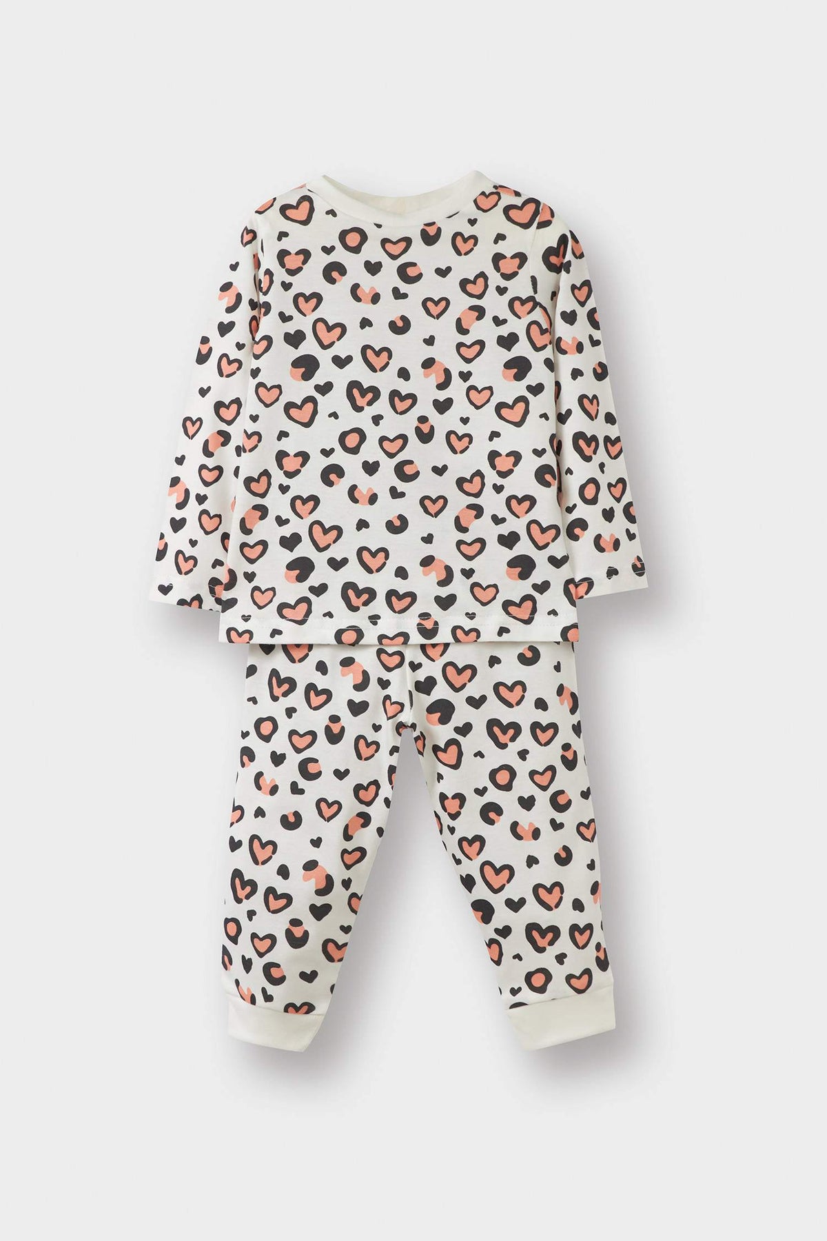 Baby Girl Pajama Set Patterned Long Sleeve Combed Cotton Top and Long Bottoms