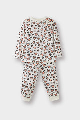 Baby Girl Pajama Set Patterned Long Sleeve Combed Cotton Top and Long Bottoms