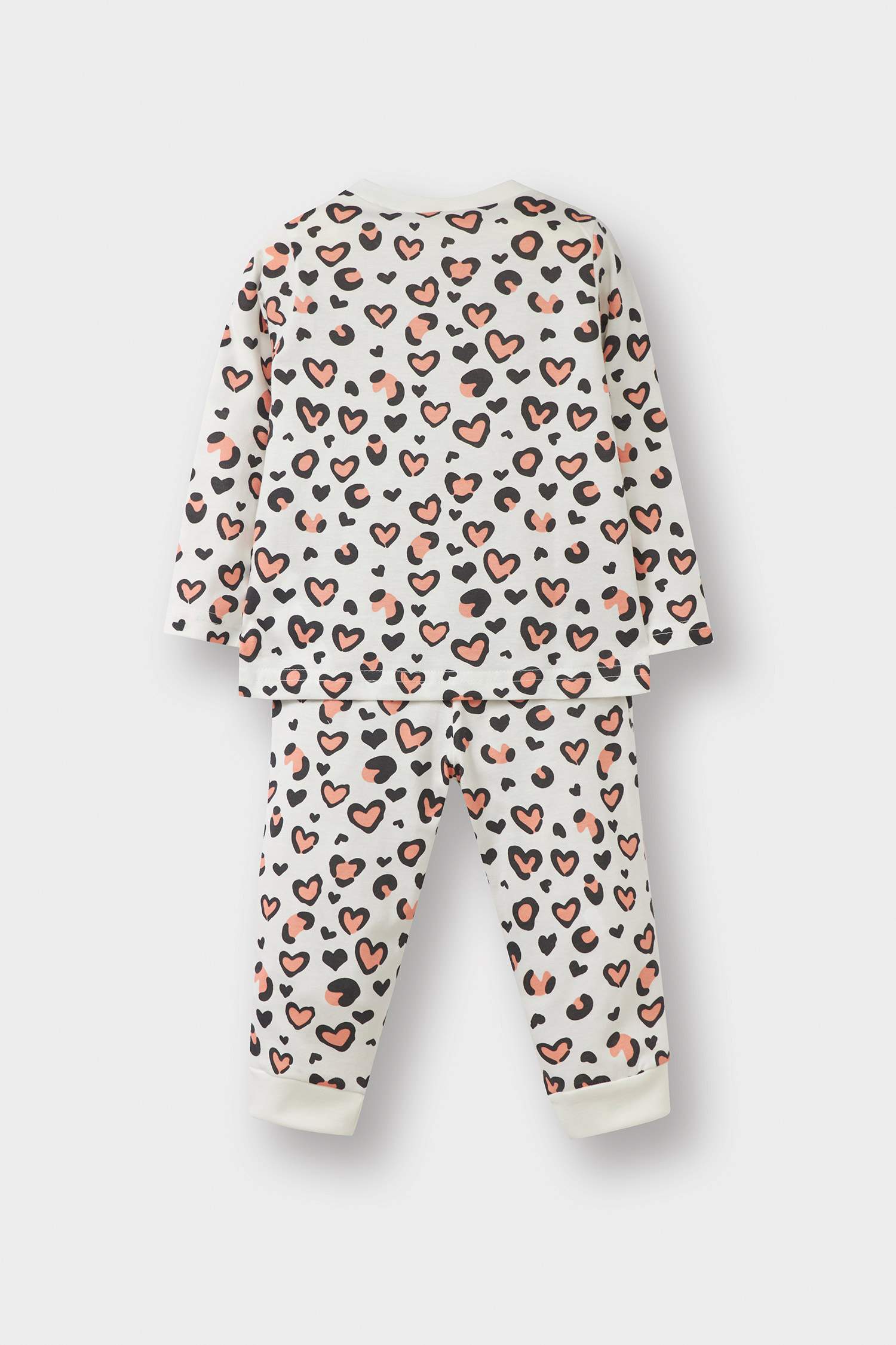 Baby Girl Pajama Set Patterned Long Sleeve Combed Cotton Top and Long Bottoms