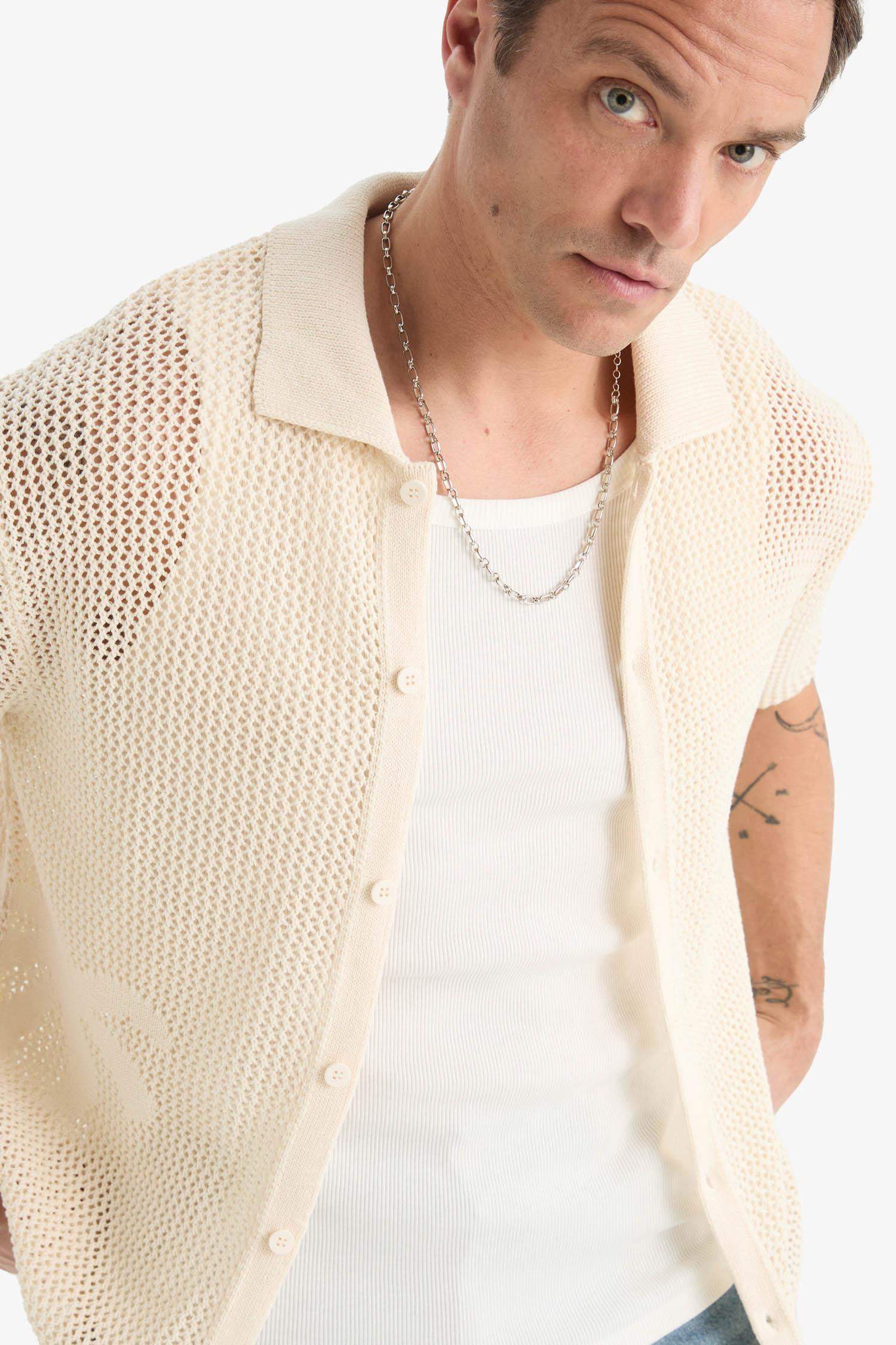 Standard Fit Short Sleeve Knit Polo T-Shirt