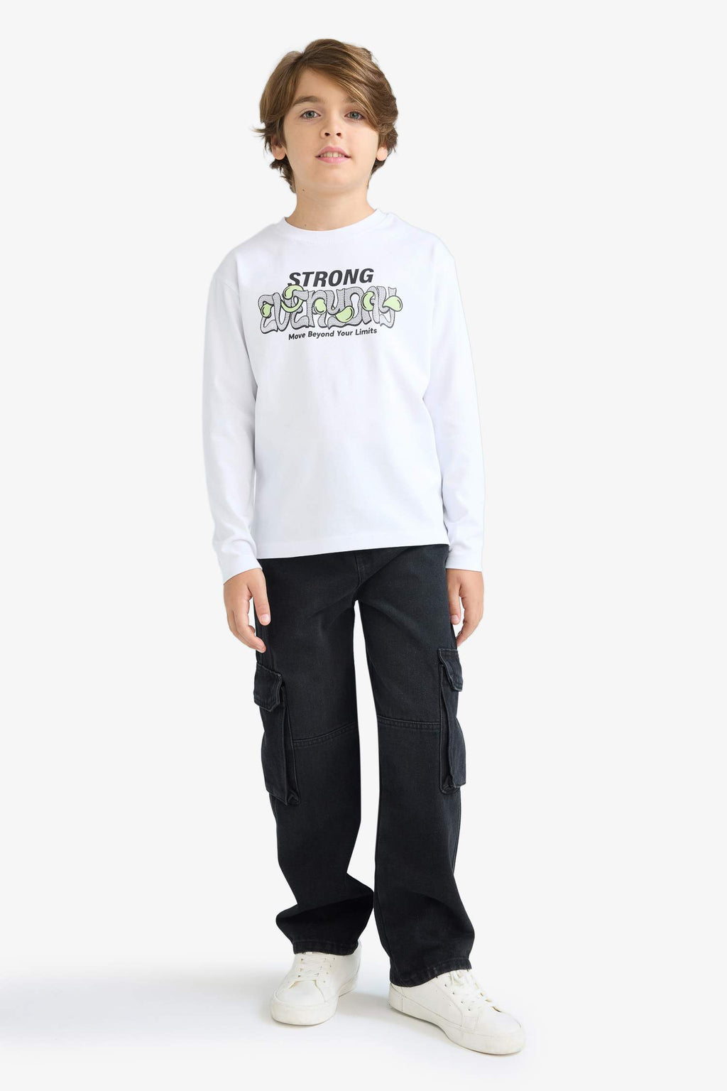 Boys Crew Neck Printed Long Sleeve T-Shirt
