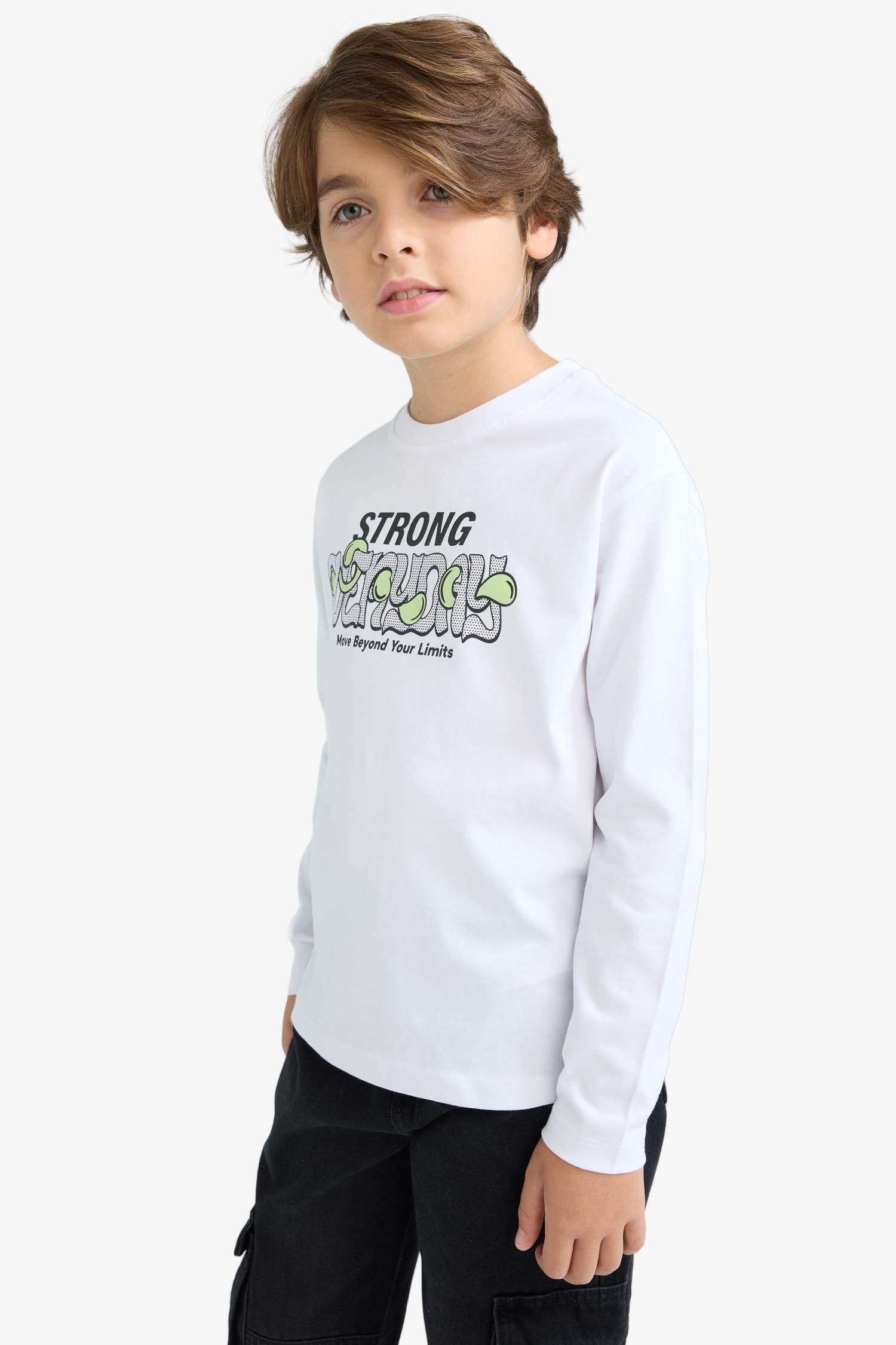 Boys Crew Neck Printed Long Sleeve T-Shirt