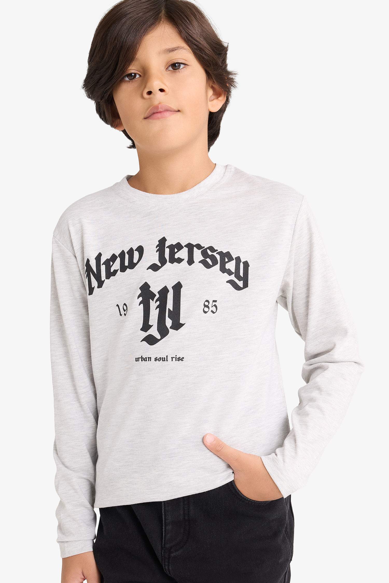 Boys Crew Neck Printed Long Sleeve T-Shirt