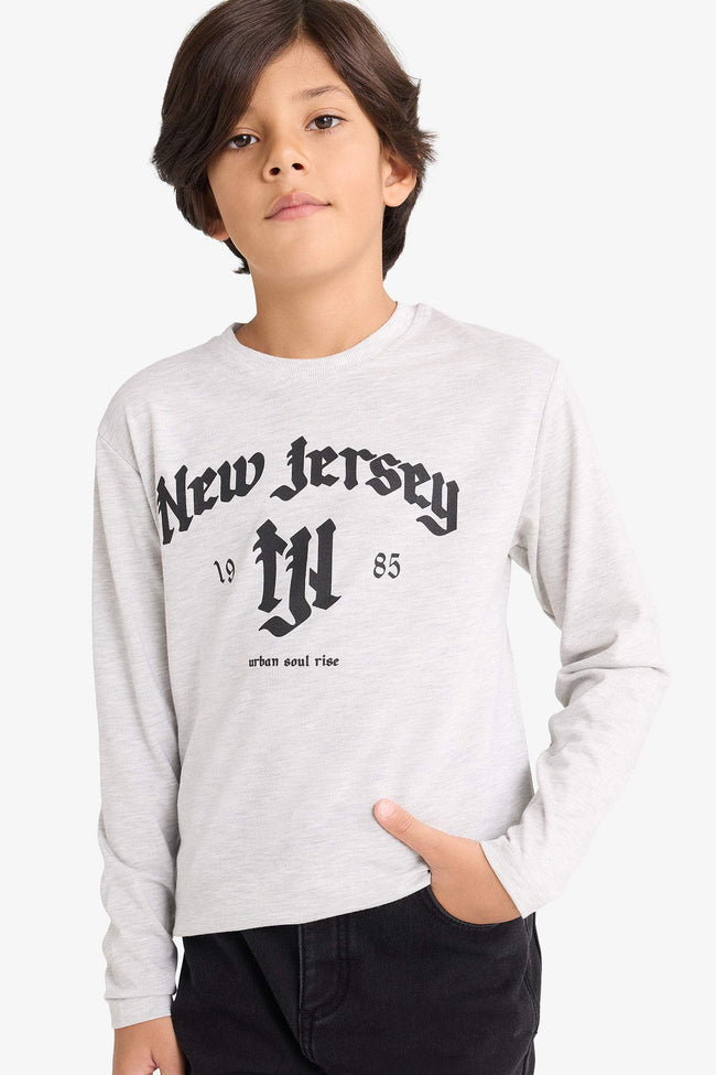 Boys Crew Neck Printed Long Sleeve T-Shirt Hover Image