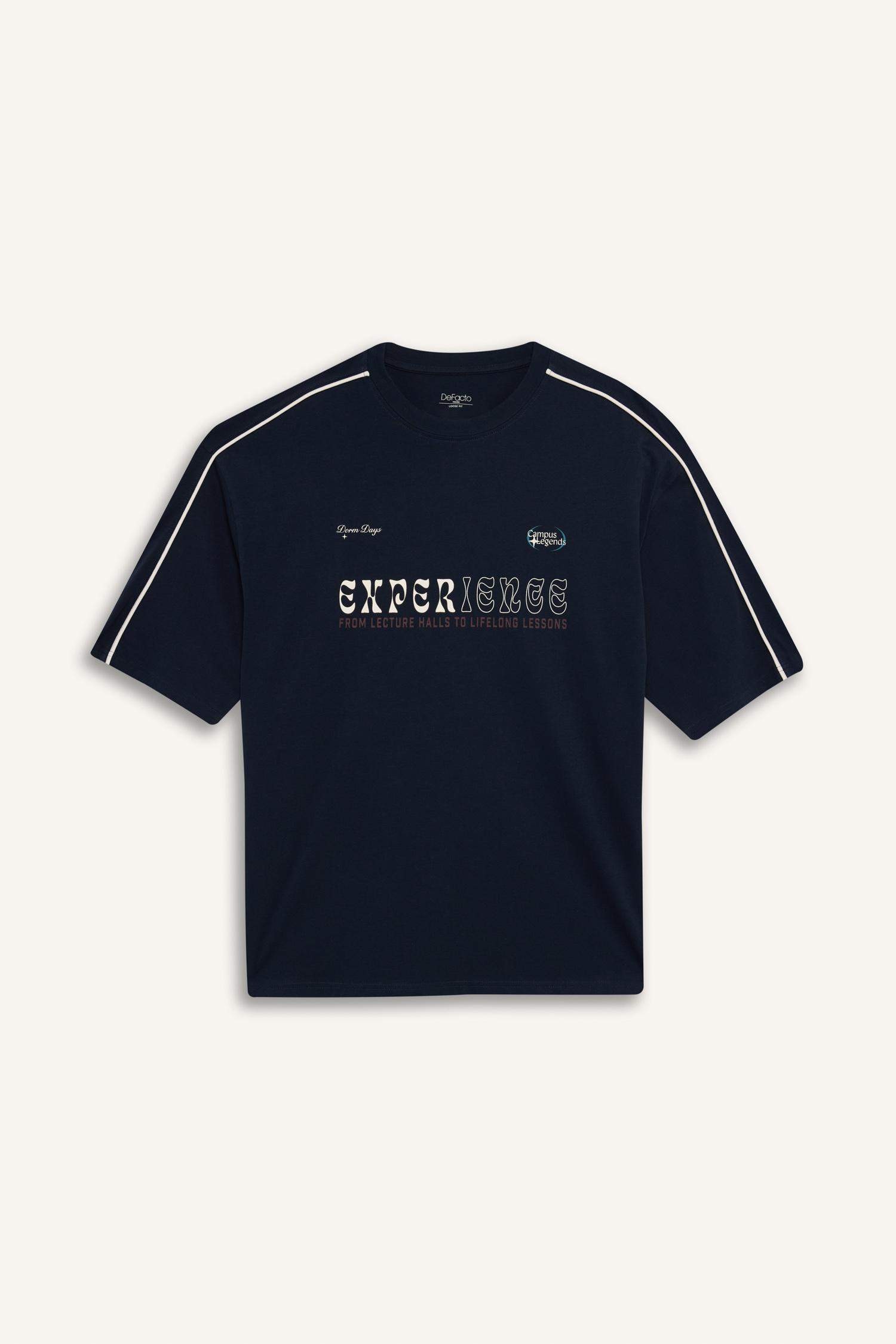 100% Cotton Loose Fit Relaxed Cut Crew Neck Back Printed Short Sleeve T-Shirt