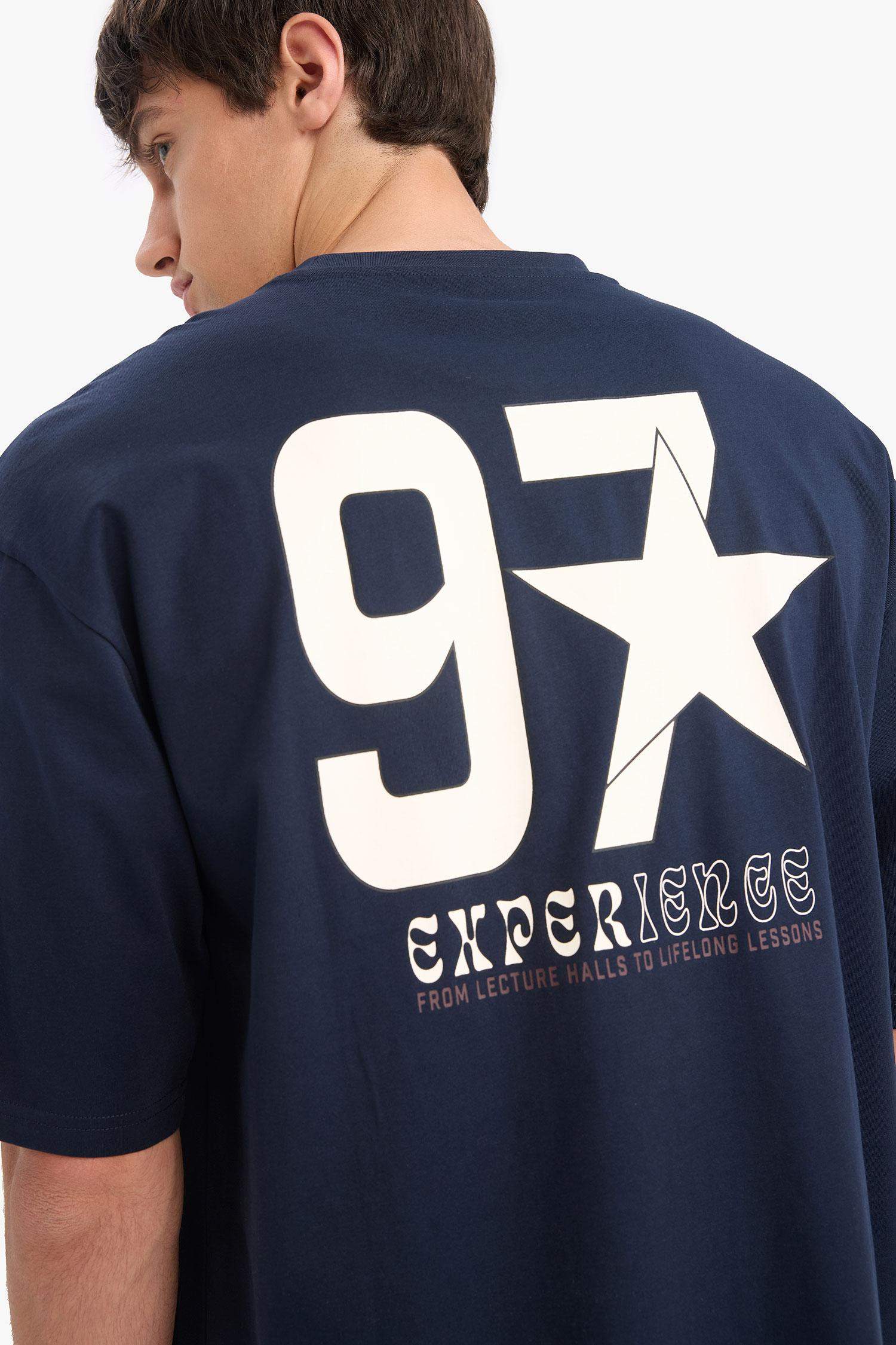 100% Cotton Loose Fit Relaxed Cut Crew Neck Back Printed Short Sleeve T-Shirt