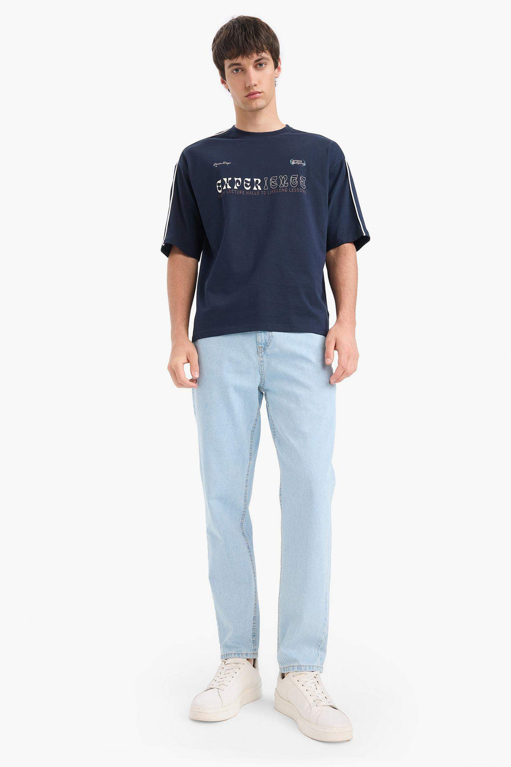 100% Cotton Loose Fit Relaxed Cut Crew Neck Back Printed Short Sleeve T-Shirt