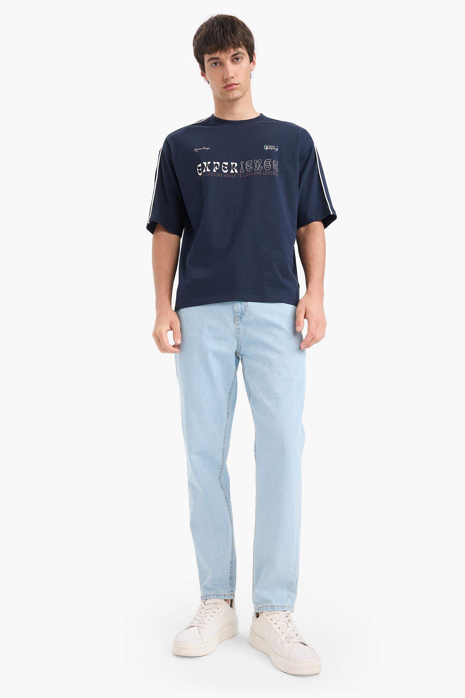 100% Cotton Loose Fit Relaxed Cut Crew Neck Back Printed Short Sleeve T-Shirt