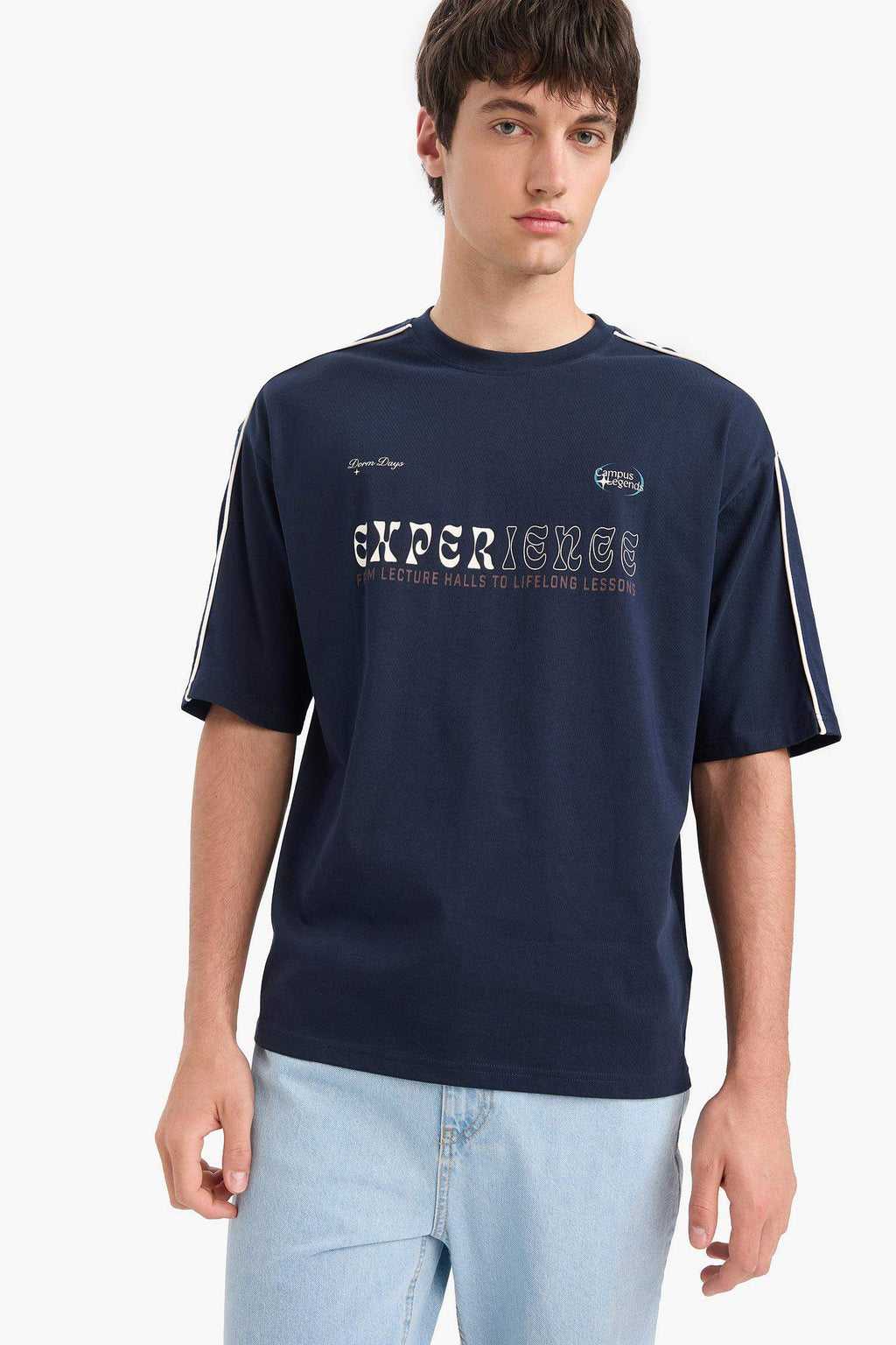 100% Cotton Loose Fit Relaxed Cut Crew Neck Back Printed Short Sleeve T-Shirt