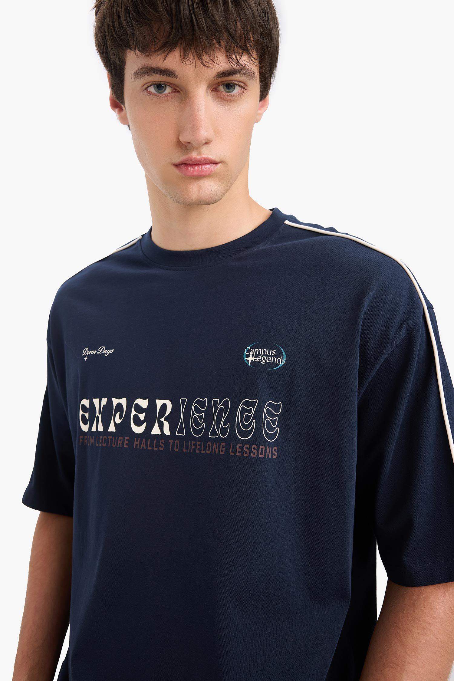 100% Cotton Loose Fit Relaxed Cut Crew Neck Back Printed Short Sleeve T-Shirt