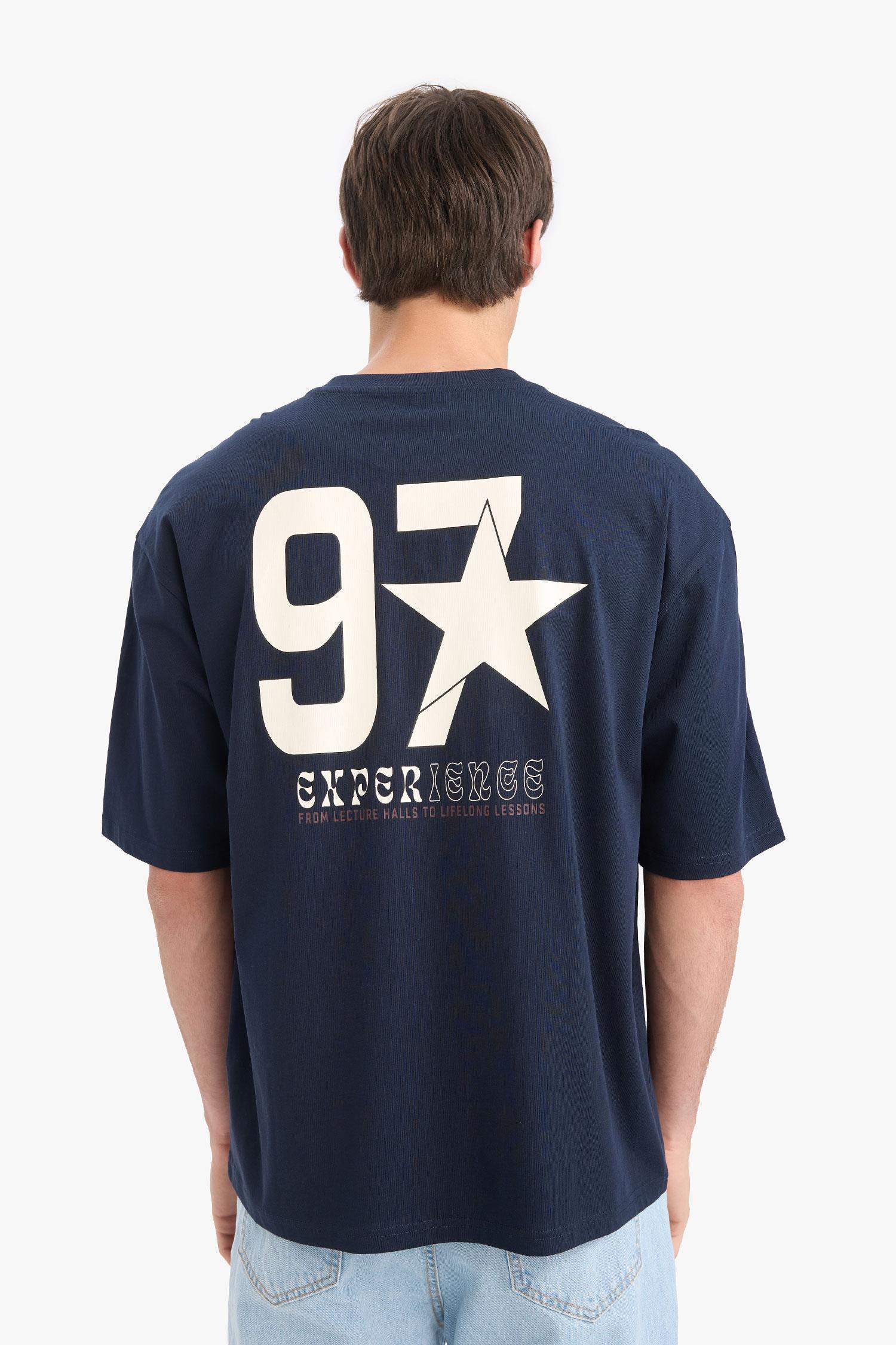 100% Cotton Loose Fit Relaxed Cut Crew Neck Back Printed Short Sleeve T-Shirt