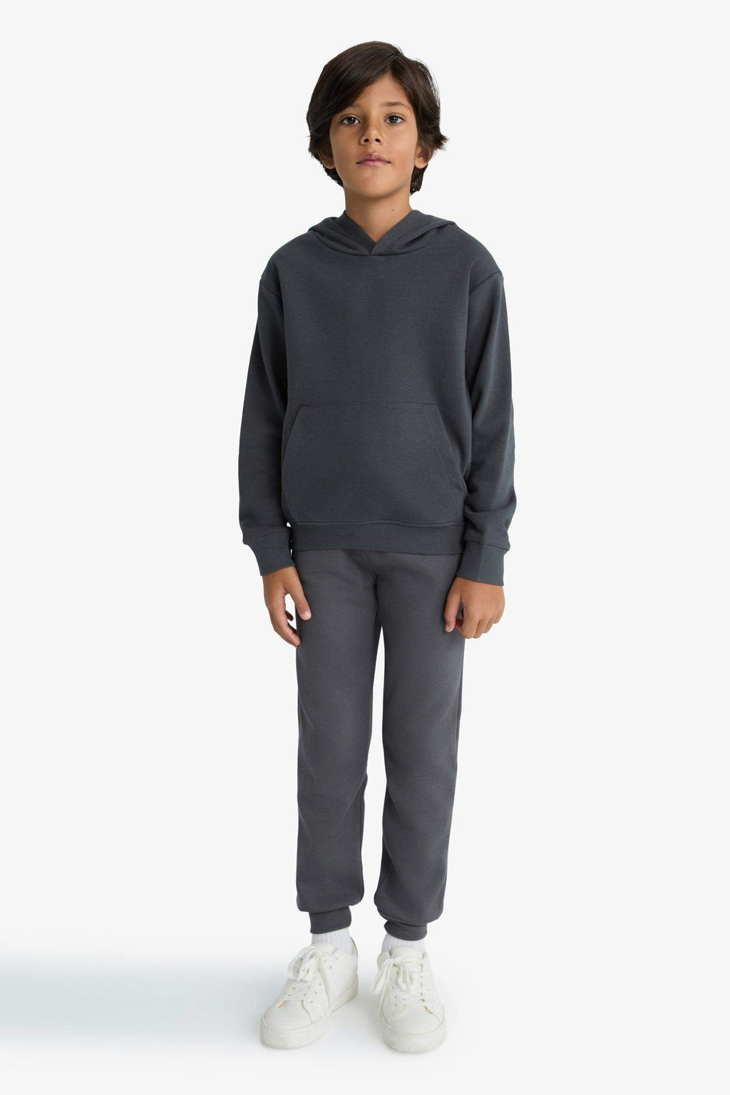 Boys Basic Plain Hooded School Sweatshirt