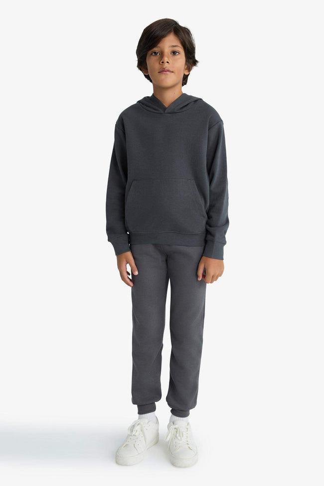 Boys Basic Plain Hooded School Sweatshirt Main Image