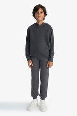 Boys Basic Plain Hooded School Sweatshirt